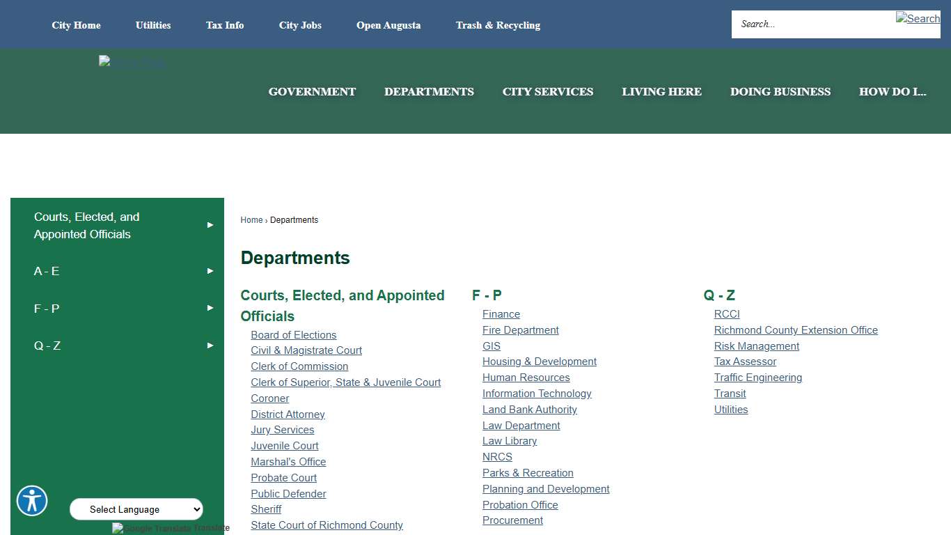 Departments Augusta, GA - Official Website