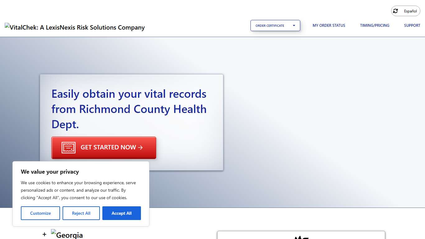 Richmond County Health Dept. (GA) Order Certificates - VitalChek