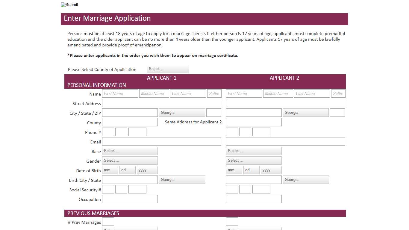 Marriage Application